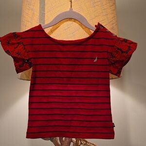 2T Nautica Red and Black Striped Tee